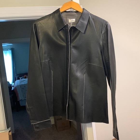 ecru Jackets & Blazers - Black leather zip up shirt by ecru size medium